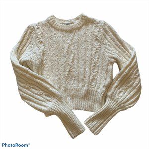 URBAN OUTIFITTERS CREAM  CHUNKY KNIT CROP SWEATER